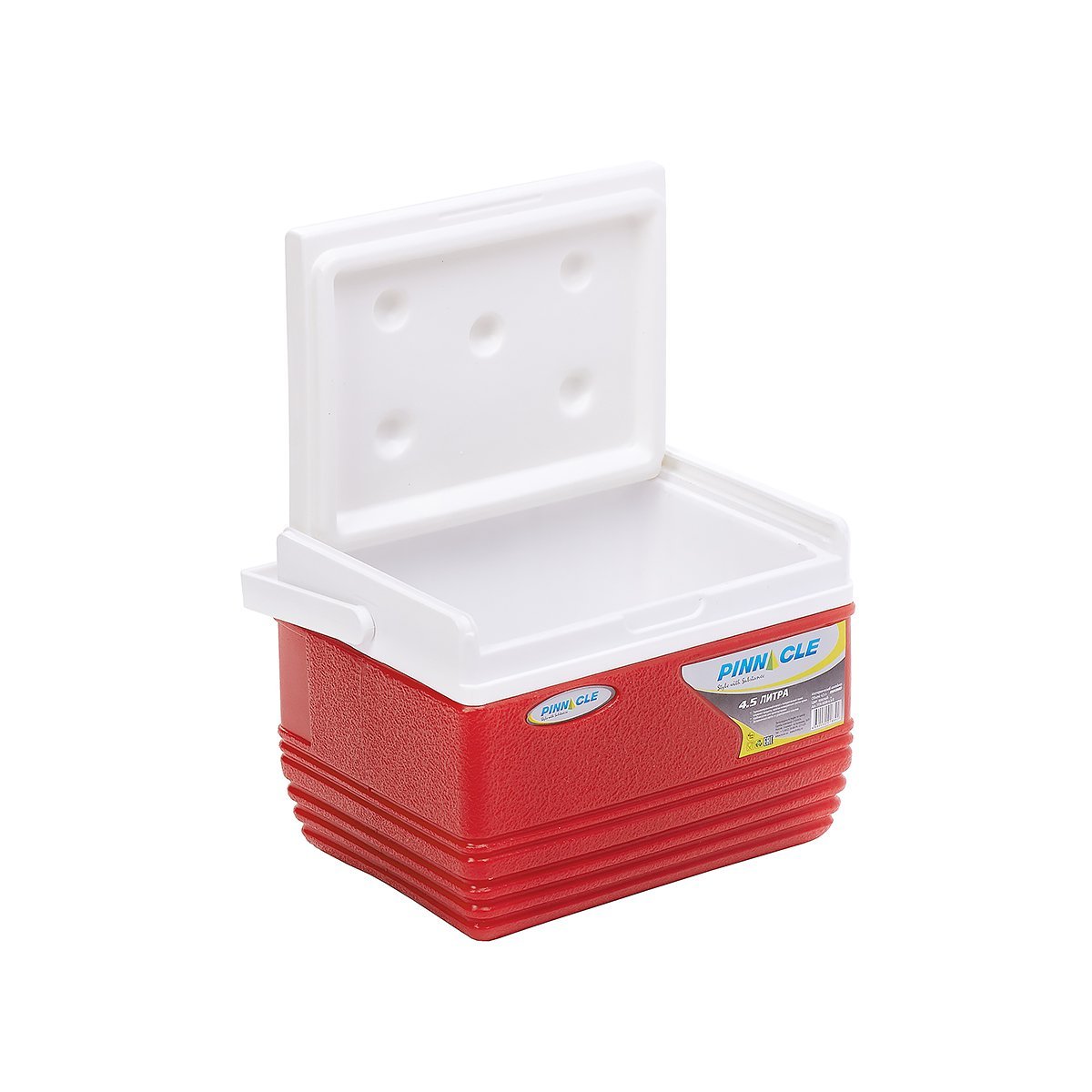 Eskimo Portable Hard-Sided Ice Chest for Camping, 4 qt, Red with a lid widely open