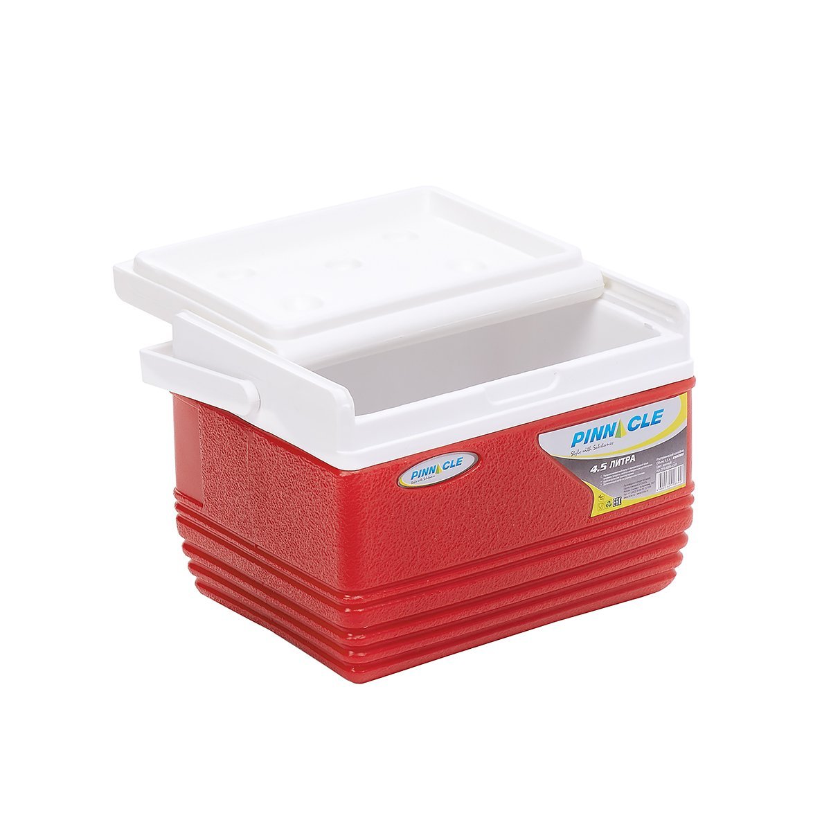 Eskimo Portable Hard-Sided Ice Chest for Camping, 4 qt, Red with a lid half opened
