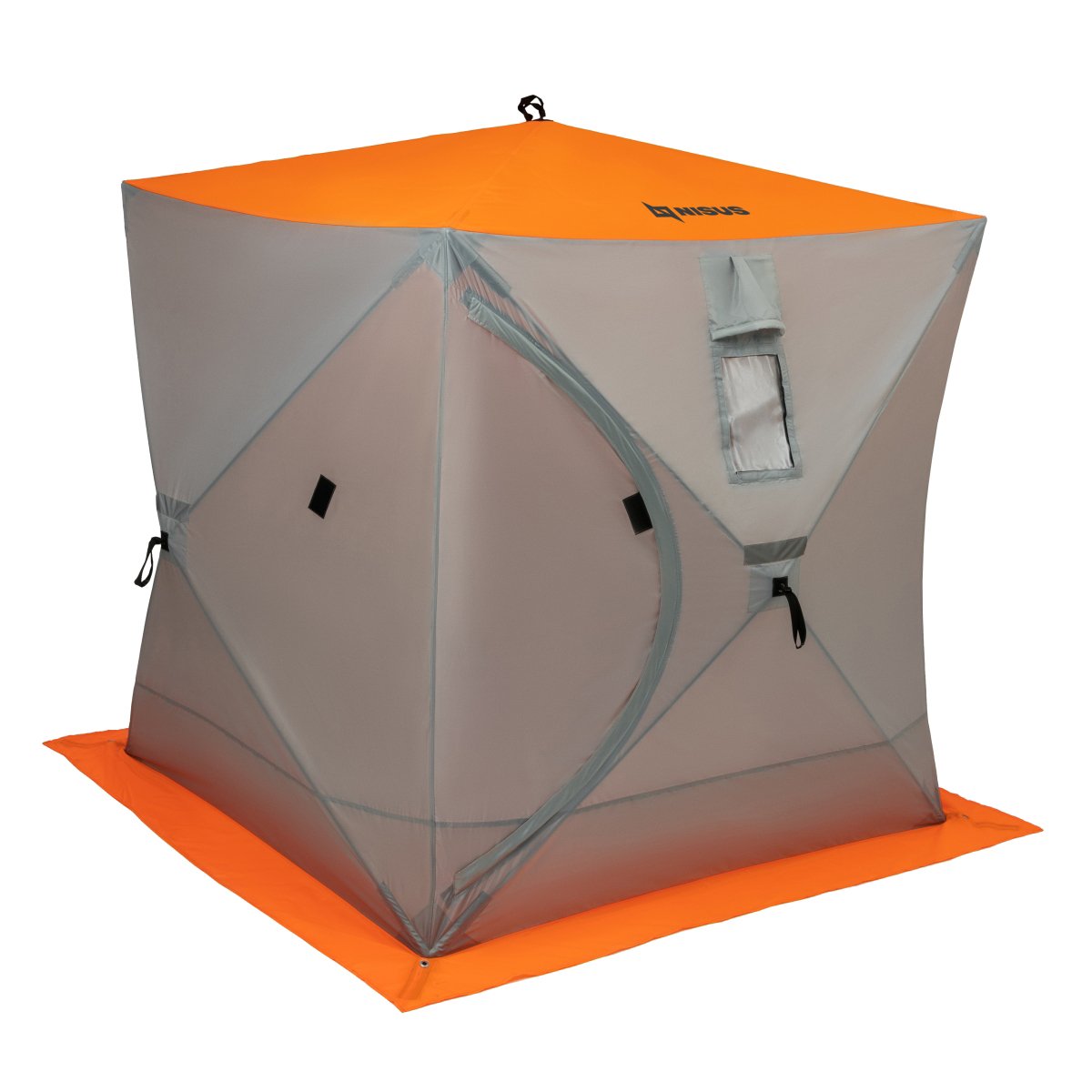 Cube Large Pop-Up Ice Fishing Shelter for 3 Persons, orange and lumi color