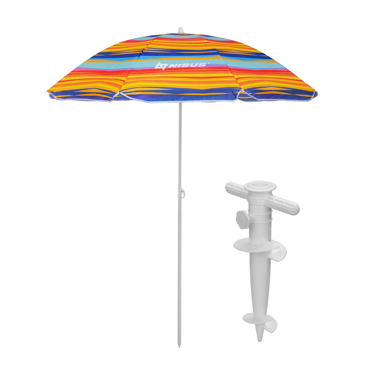 4 ft Bright Beach Umbrella with Sand Anchor, UV 50+ Sunshade