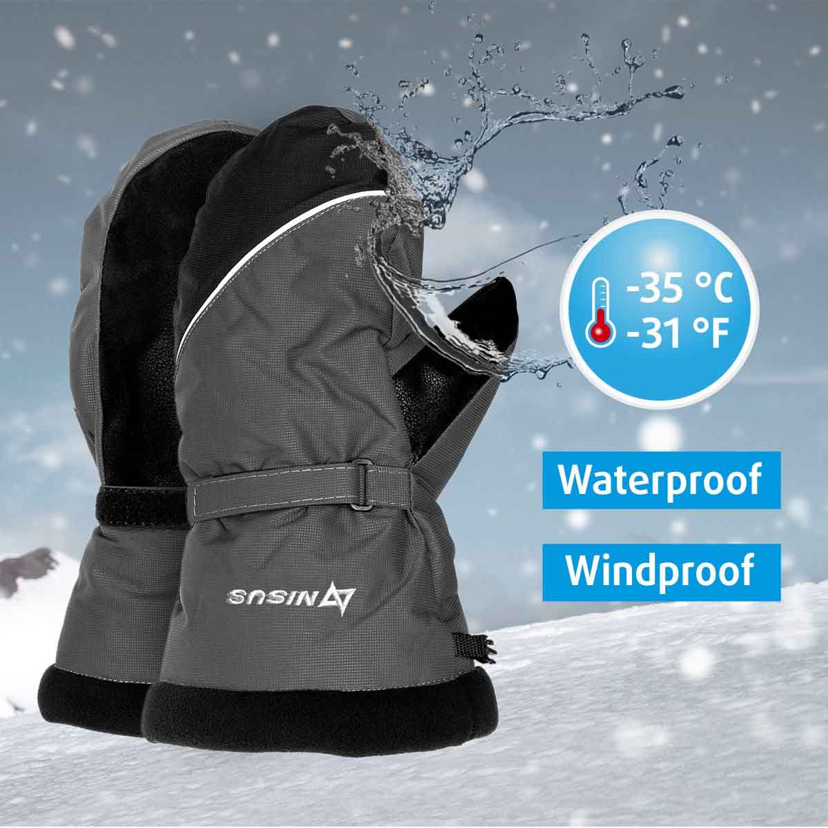 Nord XL Winter Waterproof Insulated Mittens for Cold Weather, Ice Fishing