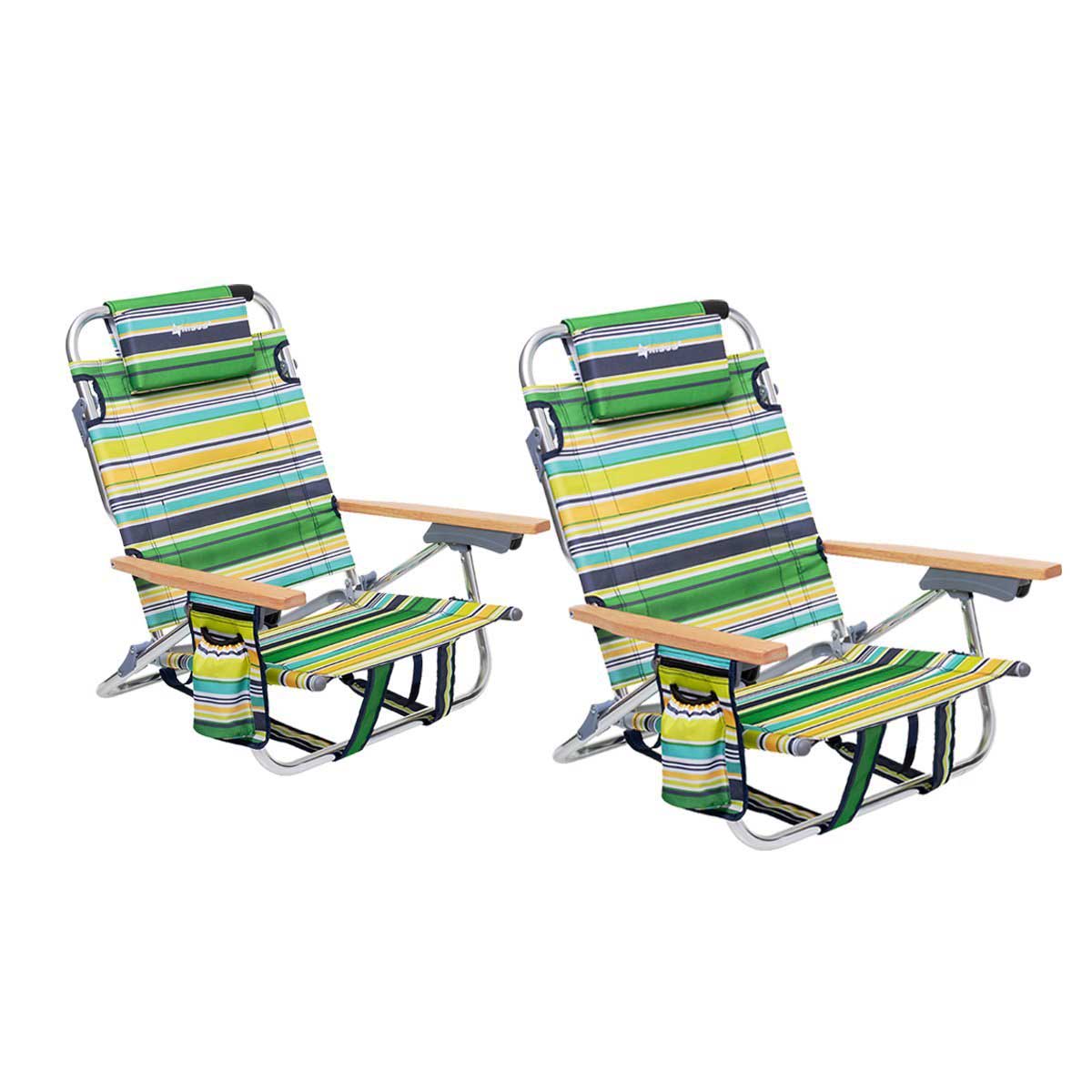 Backpack Beach Chair with Headrest, Set of 2