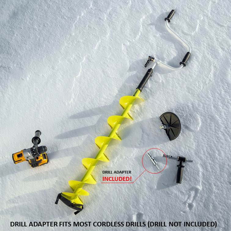 ICEBERG Premium Ice Auger with Cordless Drill Adapter - 6 inch Diameter
