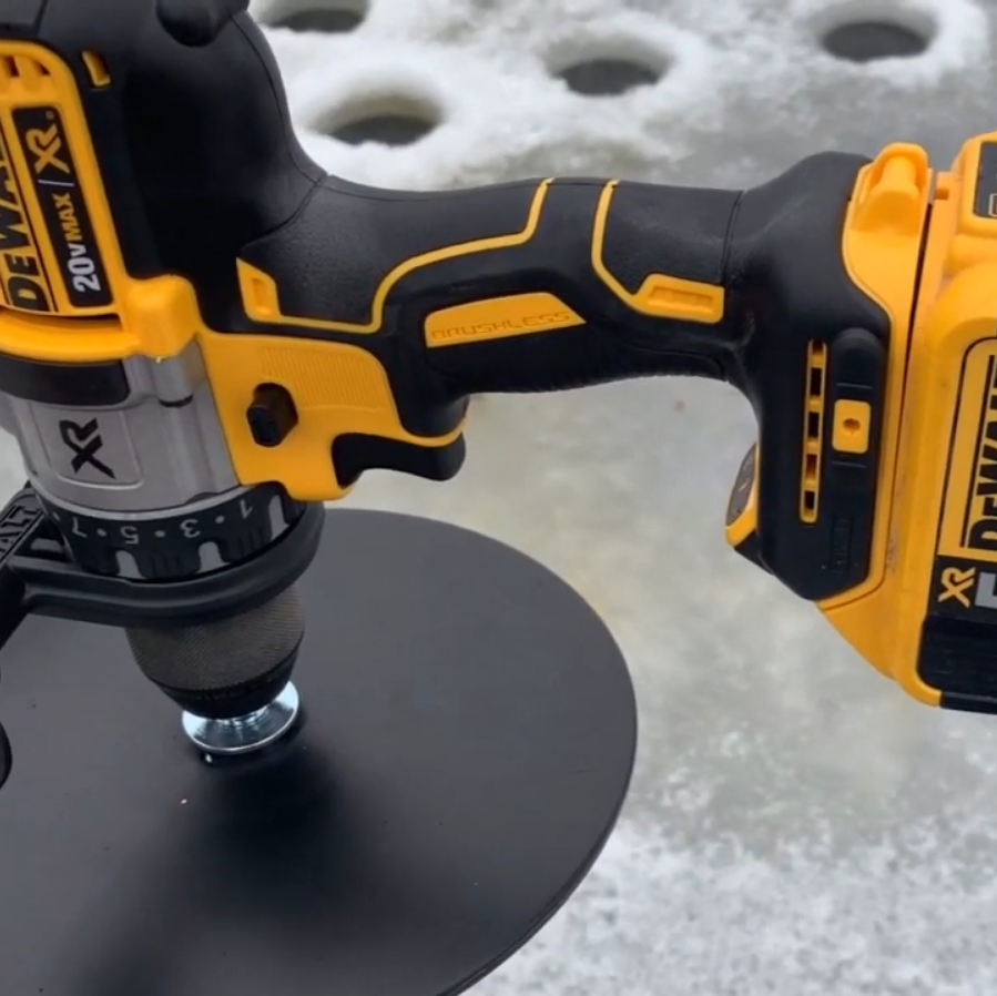 BURAN Professional Ice Fishing Hand Auger  could be used with a DeWault cordless drill or any other