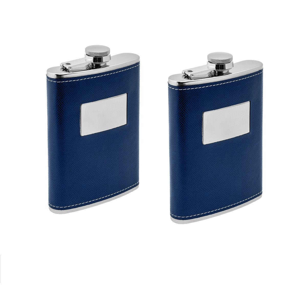 9 oz Blue Stainless Steel Hip Flask for Strong Alcohol Set of Two