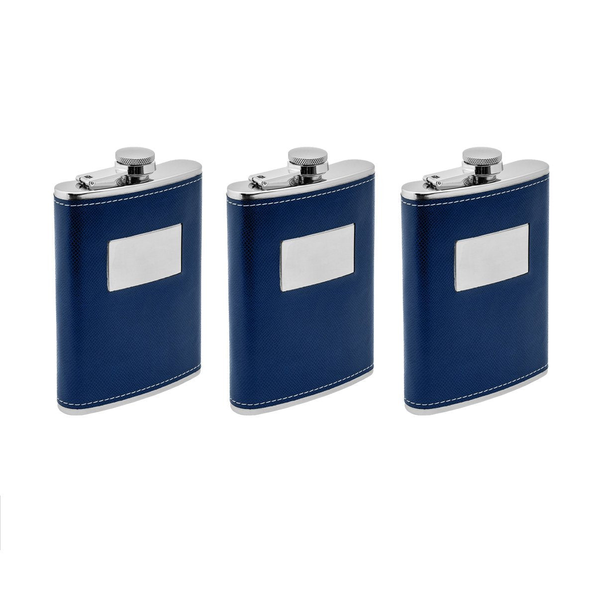 9 oz Blue Stainless Steel Hip Flask for Strong Alcohol Set of Three