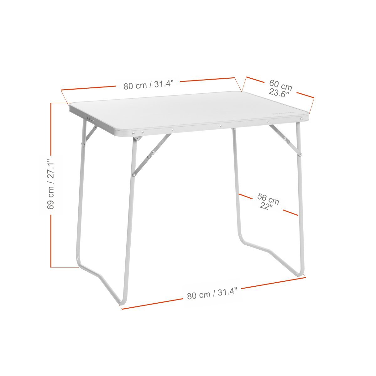 Lightweight compact outdoor table, capable to carry up to 66 lbs, weighing only 9 lbs is very easy to set up, suits for any type of camping activity. is 31.4 inches long, 22 inches wide and 27.1 inches high, with a 31.4*23.6 inches table top