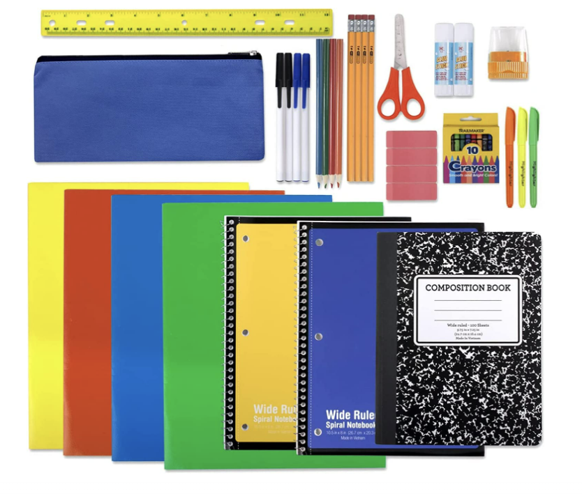 45 Piece Premium School Supply Kits with Backpack Grades K-12
