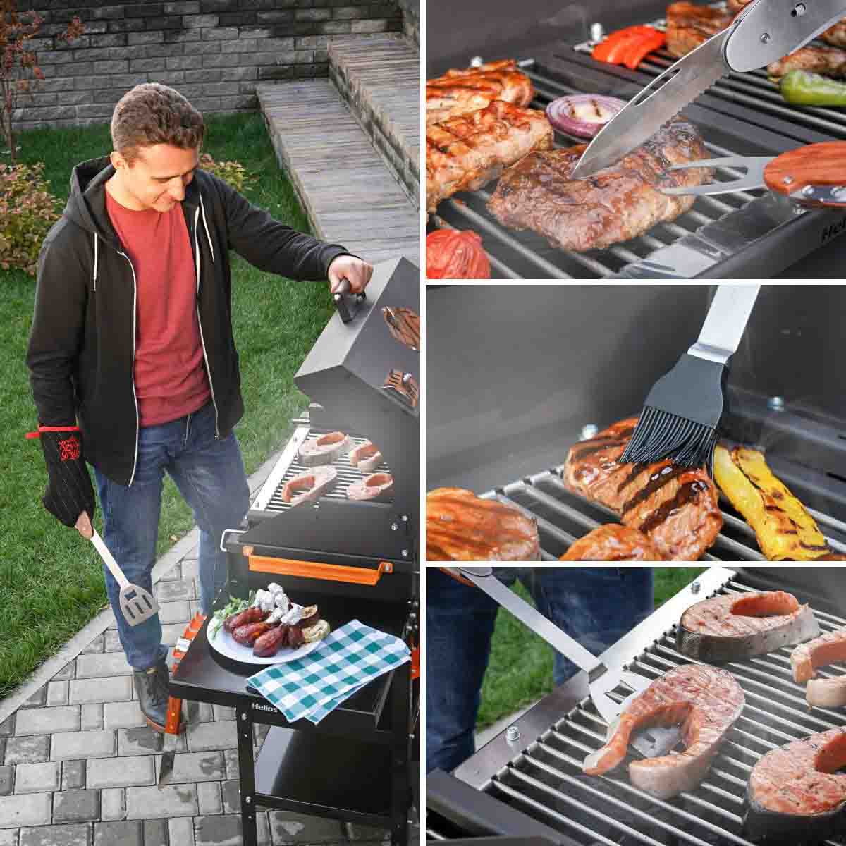 Preparing a perfect steak with a BBQ Multi Tool for Grill and Barbecue