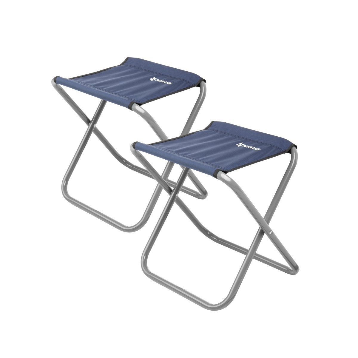 Set of 2 Blue Folding Camping Chairs with Steel Frame