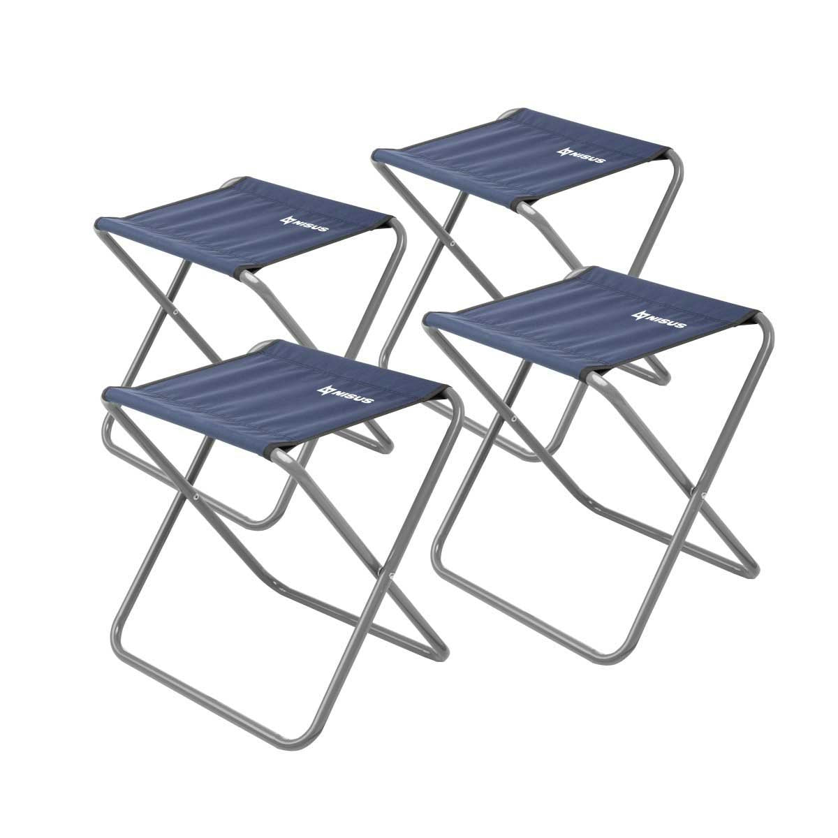 Set of Four Compact Folding Blue Tourist Camping Stools